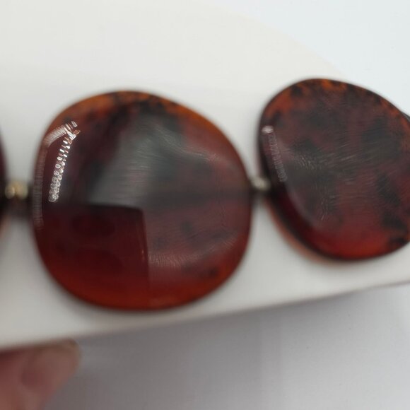 VTG Talbot's Womens 20" Rootbeer Flat Round Plastic Beaded Short Necklace MCM - Picture 5 of 13